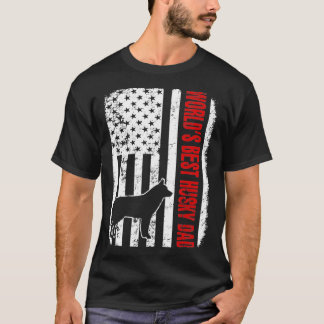 World Best Husky Vater American Flag Shirt