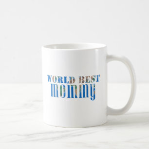 World Best Mommy Globe Naturetikum Typografy Blue Kaffeetasse