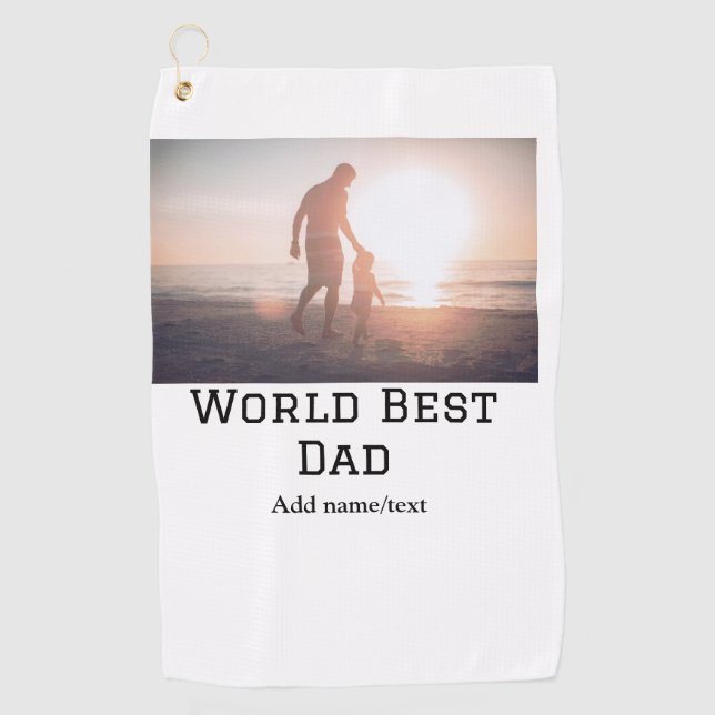 World Best Papa jemals Fett Name Text Sport Text Golfhandtuch (Vorderseite)