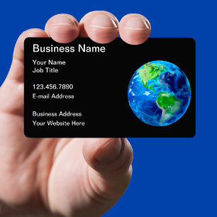 World Business Earth Globe Editable Business Cards Visitenkarte