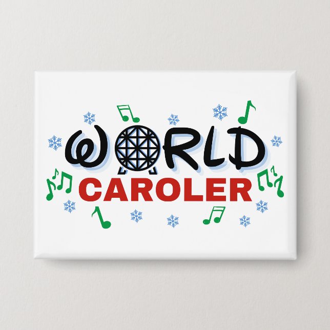 World Caroler mit grünen Musiknoten und blauem Sch Button (Vorderseite)