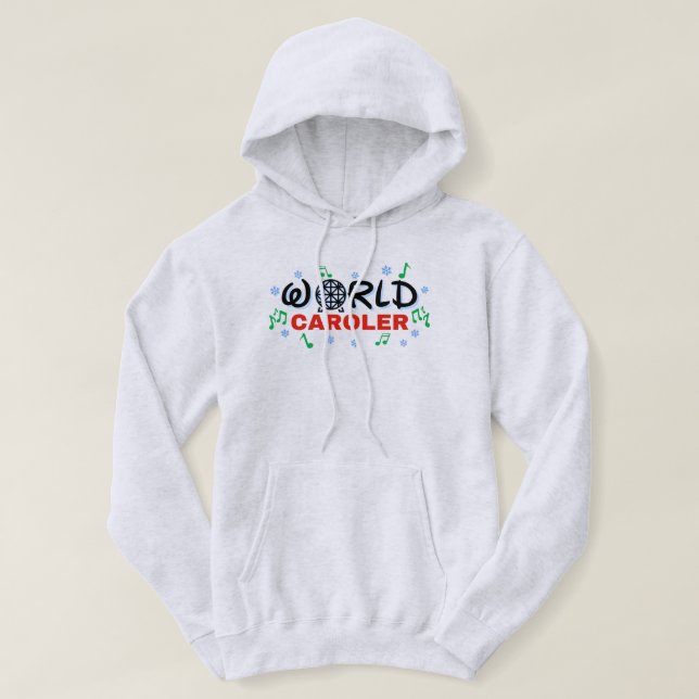 World Caroler mit grünen Musiknoten und blauem Sch Hoodie (Design vorne)