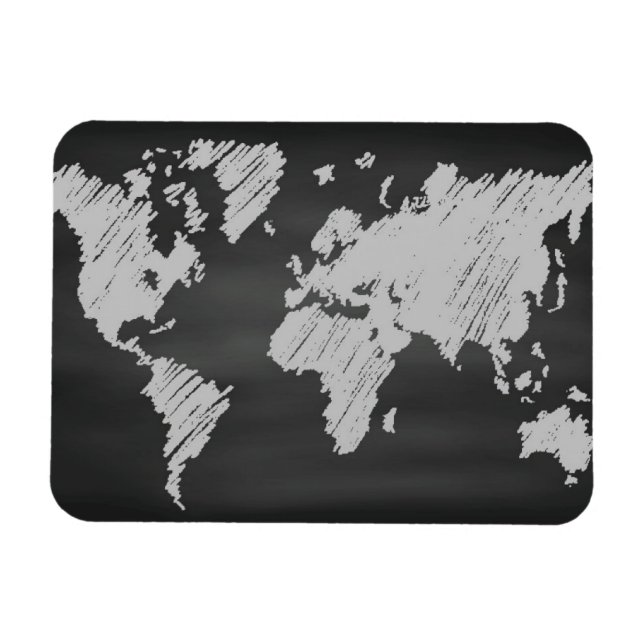 World Chalkboard Karte Magnet (Horizontal)