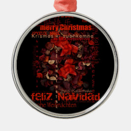 World Christmas Feliz Navidad Joyeux Weihnachten - Silbernes Ornament