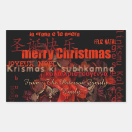 World Christmas Feliz Navidad Personalisiert Stick Rechteckiger Aufkleber
