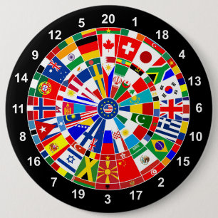 World Country Flag Darts Board game Travls Bulls Button