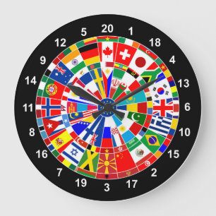 World Country Flag Darts Board game Travls Bulls Große Wanduhr