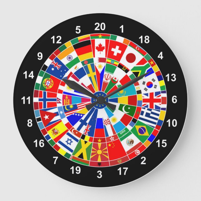World Country Flag Darts Board game Travls Bulls Große Wanduhr (Vorderseite)