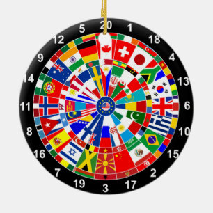 World Country Flag Darts Board game Travls Bulls Keramikornament