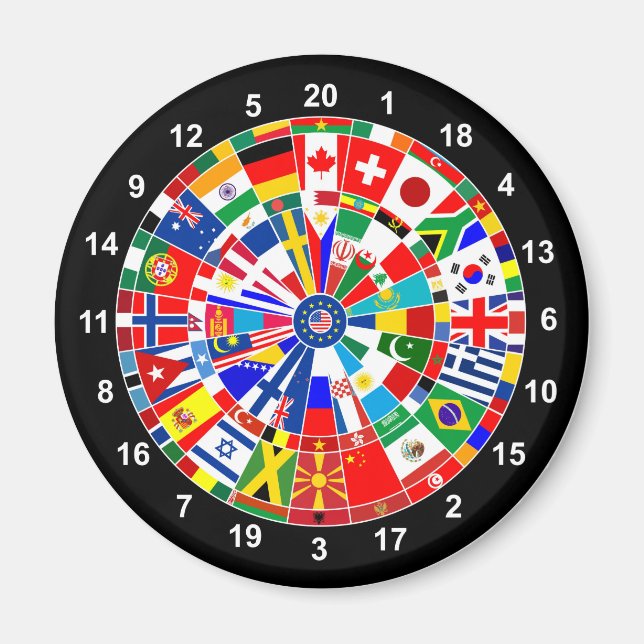 World Country Flag Darts Board game Travls Bulls Magnet (Vorne)
