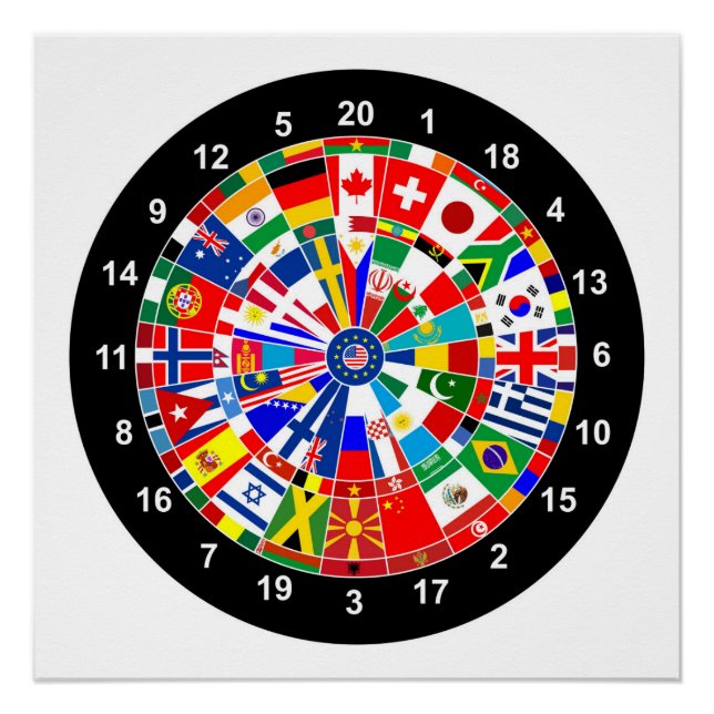 World Country Flag Darts Board game Travls Bulls Poster (Vorderseite)