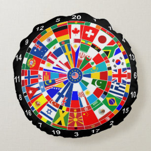 World Country Flag Darts Board game Travls Bulls Rundes Kissen