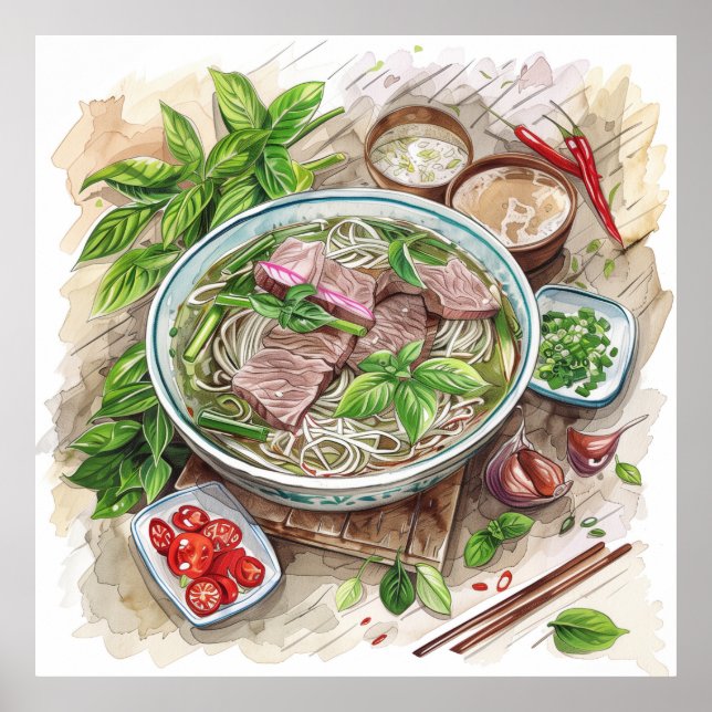 World Cuisine Vietnam Pho Dish Art Poster (Vorne)