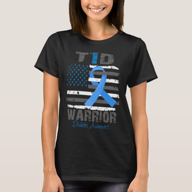 World Diabetes Awareness Blue Ribbon T1d Warrior T T-Shirt (Vorderseite)