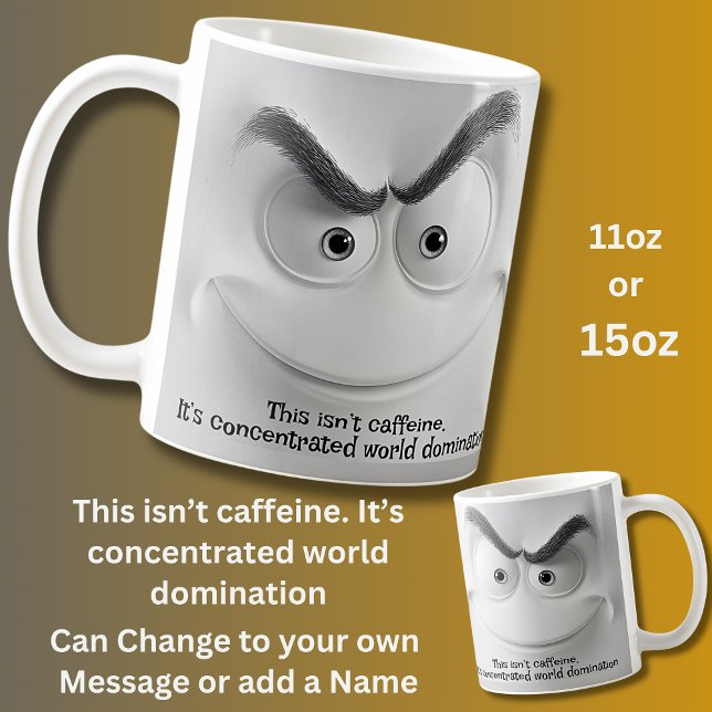 World Domination Add Name Message, Expressive Face Kaffeetasse (Von Creator hochgeladen)