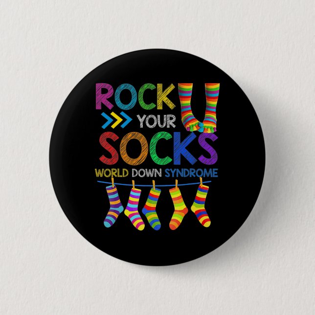 World Down Syndrom Day Rock Your Socks Awareness Button (Vorderseite)