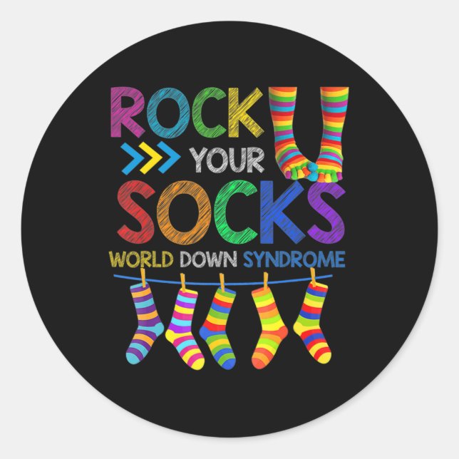 World Down Syndrom Day Rock Your Socks Awareness Runder Aufkleber (Vorderseite)