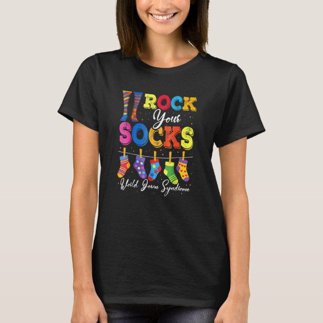 World Down Syndrom Day Rock Your Socks Awareness T-Shirt (Vorderseite)