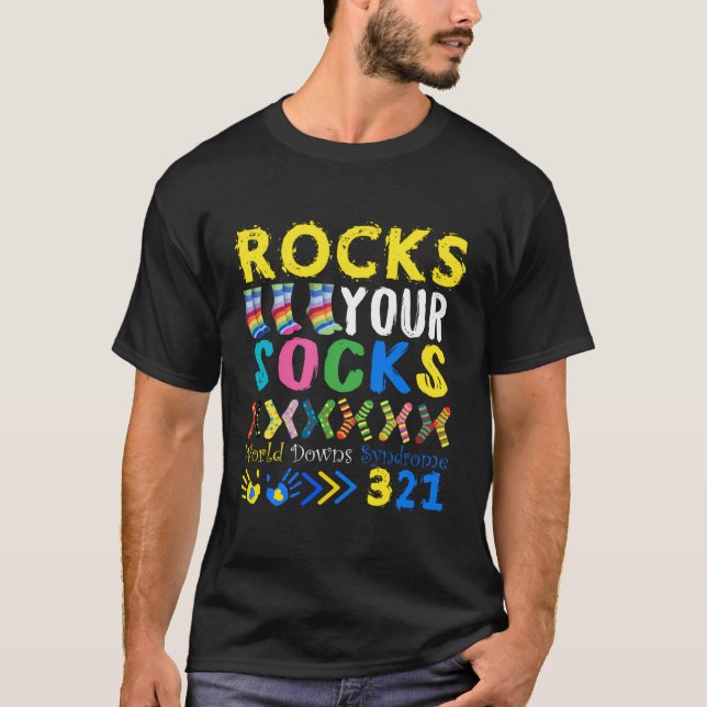 World Down Syndrom Day Rock Your Socks Awareness T-Shirt (Vorderseite)