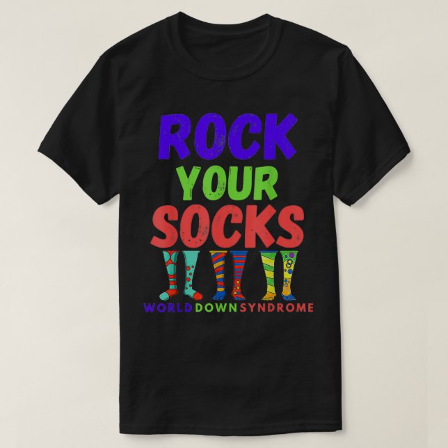 World Down Syndrom Day Rock Your Socks Awareness T-Shirt (Design vorne)