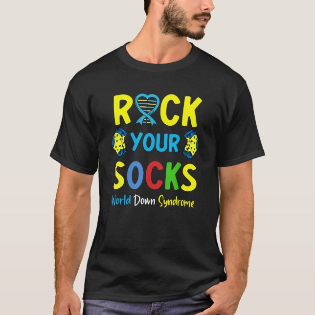 World Down Syndrom Day Rock Your Socks Awareness  T-Shirt (Vorderseite)