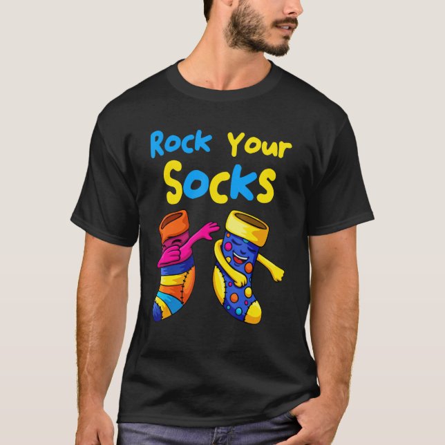 World Down Syndrom Day Rock Your Socks Awareness T-Shirt (Vorderseite)