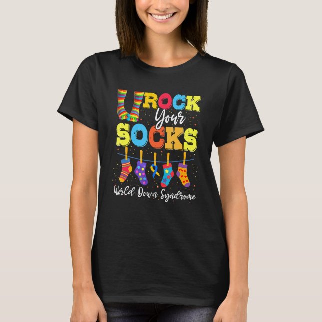 World Down Syndrom Day Rock Your Socks Awareness T-Shirt (Vorderseite)