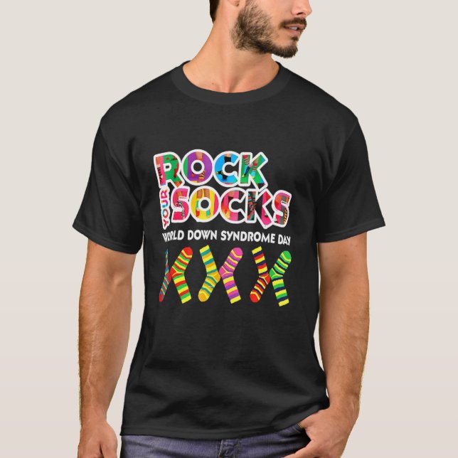 World Down Syndrom Day Rock Your Socks Awareness T-Shirt (Vorderseite)