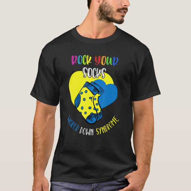 World Down Syndrom Day Rock Your Socks Awareness T-Shirt (Vorderseite)