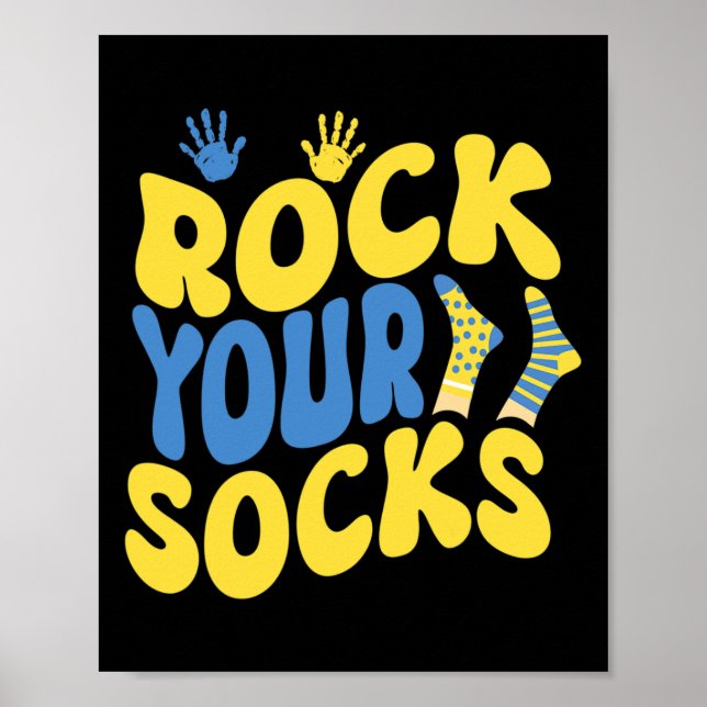 World Down Syndrom Day Rock Your Socks Groovy Poster (Vorne)