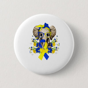 World Down Syndrome Awareness 2022 Elephant Blue Button