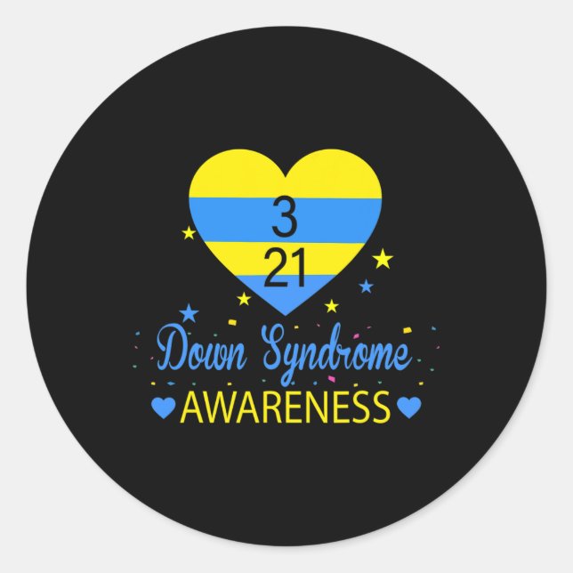 World Down Syndrome Awareness März 21 Yellow Blue Runder Aufkleber (Vorderseite)