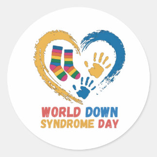 World Down Syndrome Day Awareness family Support Runder Aufkleber