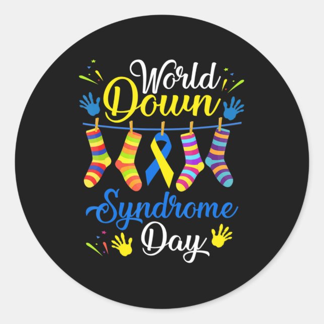 World Down Syndrome Day Awareness Socks 21 März Runder Aufkleber (Vorderseite)
