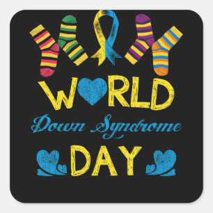 World Down Syndrome Day Awareness Socks Quadratischer Aufkleber