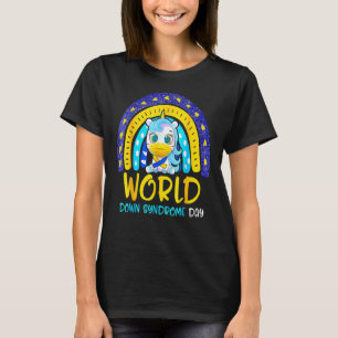 World Down Syndrome Day Awareness Unicorn Yellow B T-Shirt