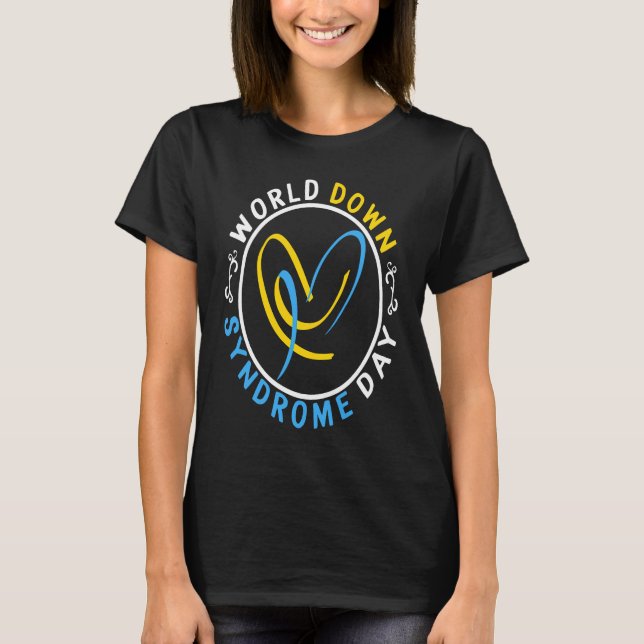 World Down Syndrome Day Mom Awareness Yellow Blue  T-Shirt (Vorderseite)