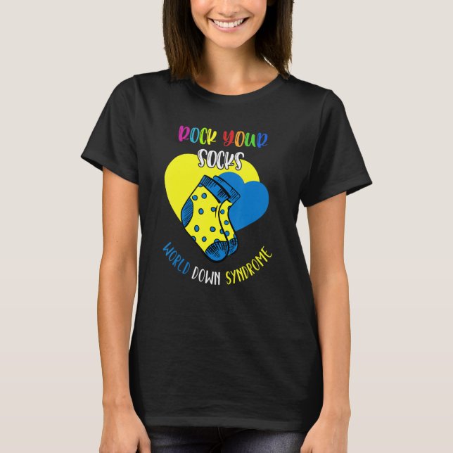 World Down Syndrome Day Rock Your Socks Awareness  T-Shirt (Vorderseite)