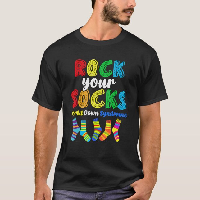 World Down Syndrome Rock Your Socks Awareness Ds T-Shirt (Vorderseite)