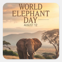 World Elephant Day African Savanna Art Quadratischer Aufkleber
