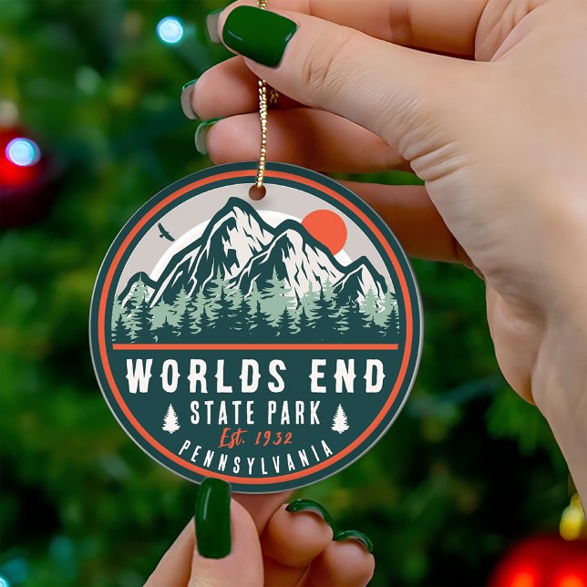 World End Staat Park Pennsylvania Retro Sunset Keramik Ornament (Von Creator hochgeladen)