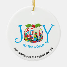 World Fahnen freuen sich auf das festliche Pudding Keramik Ornament