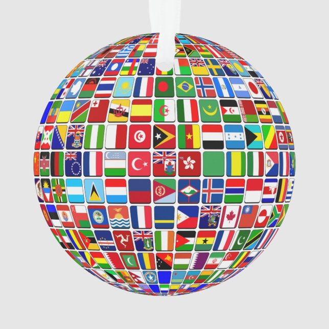 World Flags Globe, International, Classic Round St Ornament (Rückseite)