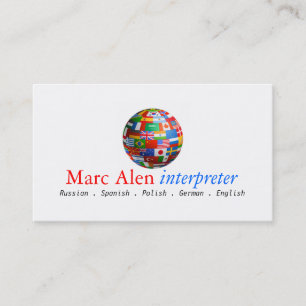 World Flags Interpret Translator Business Card Visitenkarte
