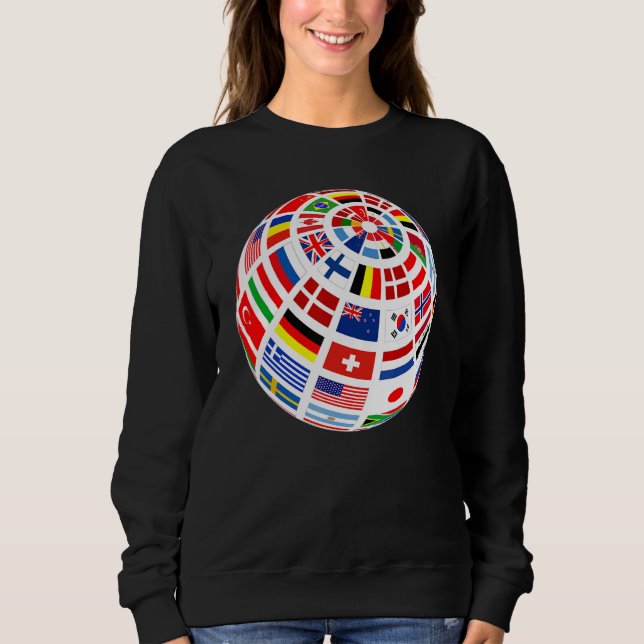 World Flags The Countries of the World Globe Earth Sweatshirt (Vorderseite)