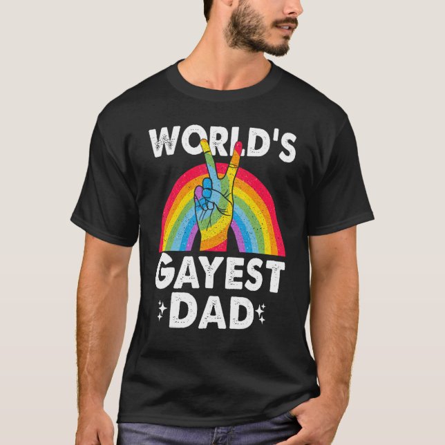 World Gayest Vater Proud Papa Gay Pride Monte Rain T-Shirt (Vorderseite)