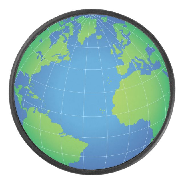 World Globe Map Eishockey Puck (Vorderseite)