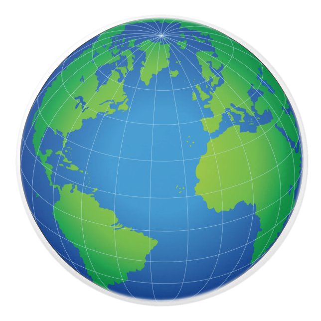 World Globe Map Keramikknauf (Vorderseite)