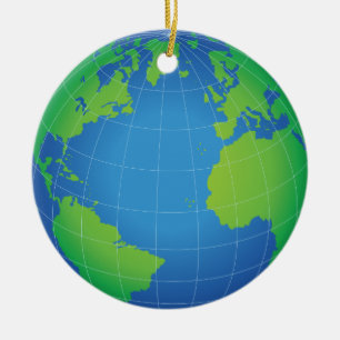 World Globe Map Keramikornament