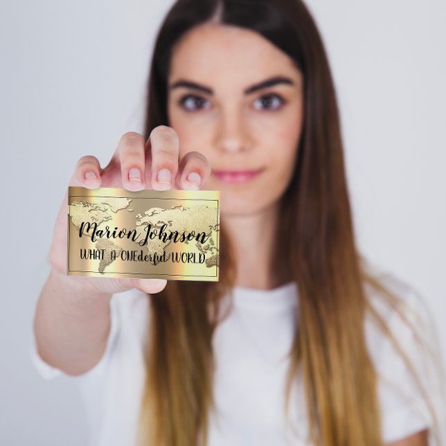 World Globe Map Reiseagentur Gold Rose Gold Visitenkarte (Von Creator hochgeladen)